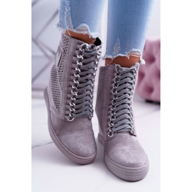 Zapatillas de Mujer Lu Boo Calado Suede Grey Clamma gris 2