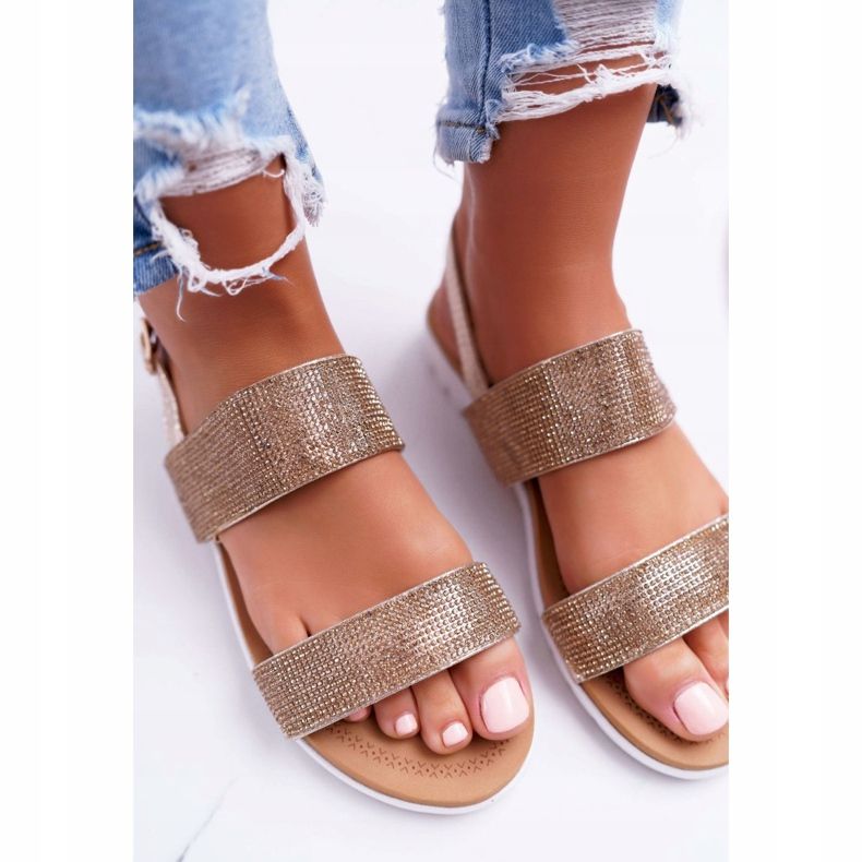 Sandalias doradas con circonita cúbica para mujer Lu Boo Perfect dorado 2