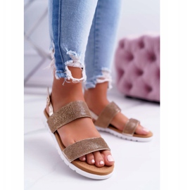 Sandalias doradas con circonita cúbica para mujer Lu Boo Perfect dorado 3