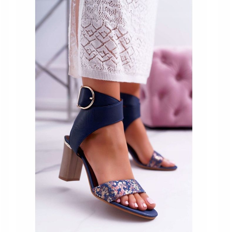 Sandalias Mujer Piel Maciejka En Tacón Azul Marino 03597 1