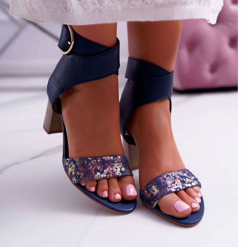 Sandalias Mujer Piel Maciejka En Tacón Azul Marino 03597 2