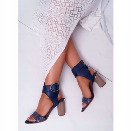 Sandalias Mujer Piel Maciejka En Tacón Azul Marino 03597 4