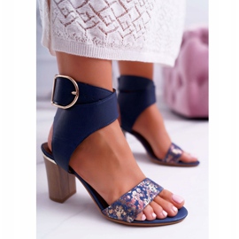 Sandalias Mujer Piel Maciejka En Tacón Azul Marino 03597 6
