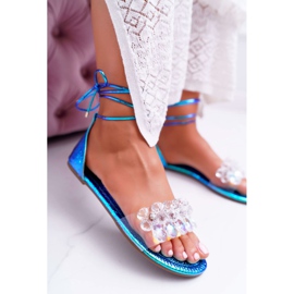 Sandalias Mujer Lu Boo Blue Crystals Madina azul 4