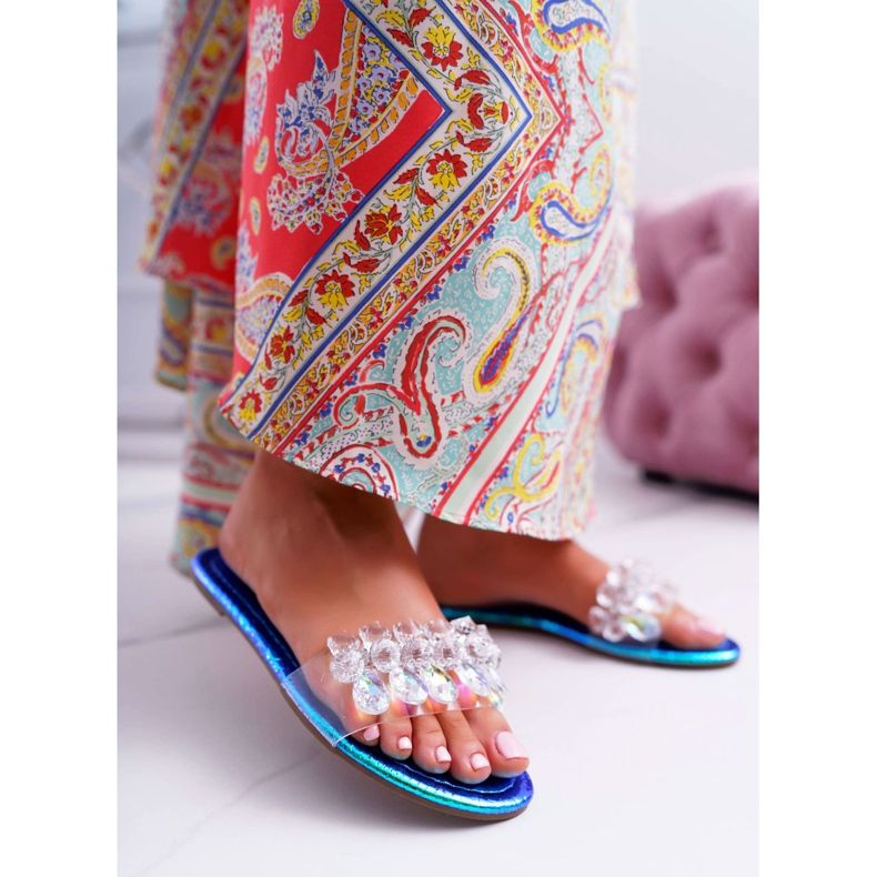 Pantuflas De Mujer Con Zirconia Cúbica Lu Boo Azul Petróleo Mediana 2 Pantuflas De Mujer Con Zirconia Cúbica Lu Boo Azul Petróleo Mediana 2