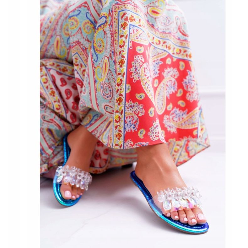 Pantuflas De Mujer Con Zirconia Cúbica Lu Boo Azul Petróleo Mediana 1 Pantuflas De Mujer Con Zirconia Cúbica Lu Boo Azul Petróleo Mediana 1