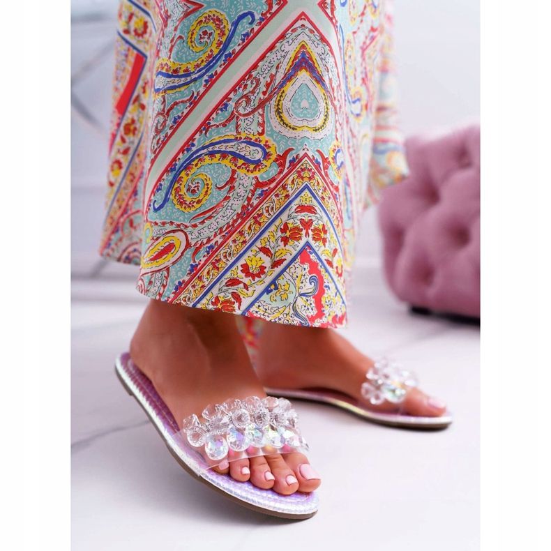 Pantuflas De Mujer Con Zirconia Cúbica Lu Boo Petrol Silver Mediana gris 1