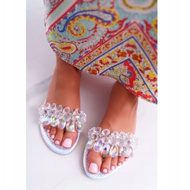Pantuflas De Mujer Con Zirconia Cúbica Lu Boo Petrol Silver Mediana gris 3