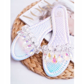 Pantuflas De Mujer Con Zirconia Cúbica Lu Boo Petrol Silver Mediana gris 5