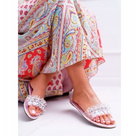 Pantuflas De Mujer Con Zirconia Cúbica Lu Boo Petrol Pink Mediana rosado 4