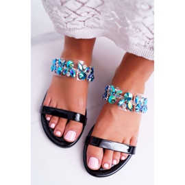 Pantuflas de Mujer Lu Boo Elegant With Black Elementary Cubic Zirconia negro 3