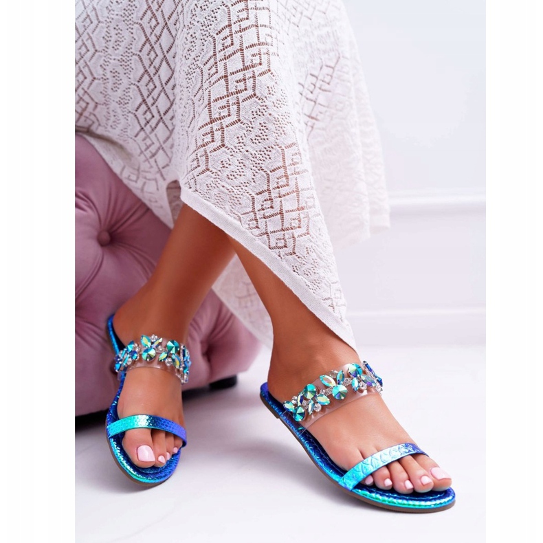 Pantuflas de Mujer Lu Boo Elegant With Cubic Zirconia Blue Elementary azul 1