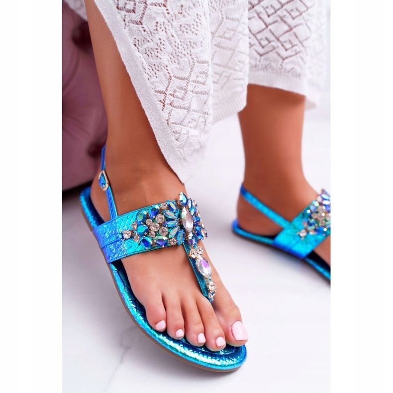 Sandalias Mujer Lu Boo Crystals Petrol Blue Sonne azul 2