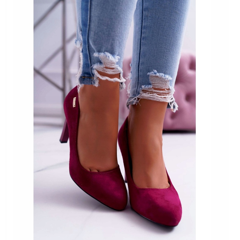 Salón de mujer Con tacón Ante Fucsia oscuro Sergio Leone Campbell rosado 2