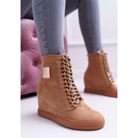 Zapatillas de Mujer Lu Boo Gold Chain Suede Camel Monica marrón 3