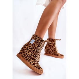 Zapatillas de Mujer Lu Boo Gold Chain Suede Leopard Monica beige marrón 4