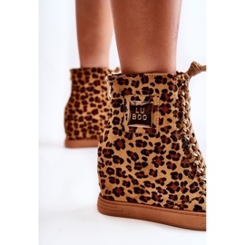 Zapatillas de Mujer Lu Boo Gold Chain Suede Leopard Monica beige marrón 6