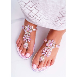 Pantuflas de Mujer Lu Boo Chanclas Cristales Rosa Conathe rosado 4