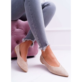 Bailarinas De Mujer Lu Boo Calado Beige Postre 4