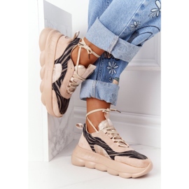 Zapatos Deportivos Mujer Lu Boo Suela Gruesa Beige ¡Pruébalo! 3