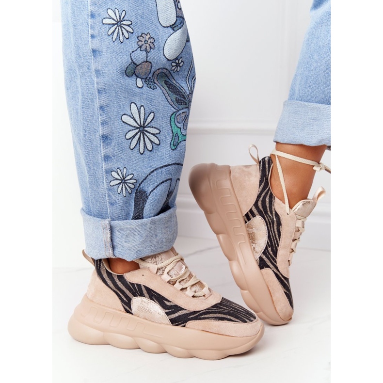 Zapatos Deportivos Mujer Lu Boo Suela Gruesa Beige ¡Pruébalo! 2