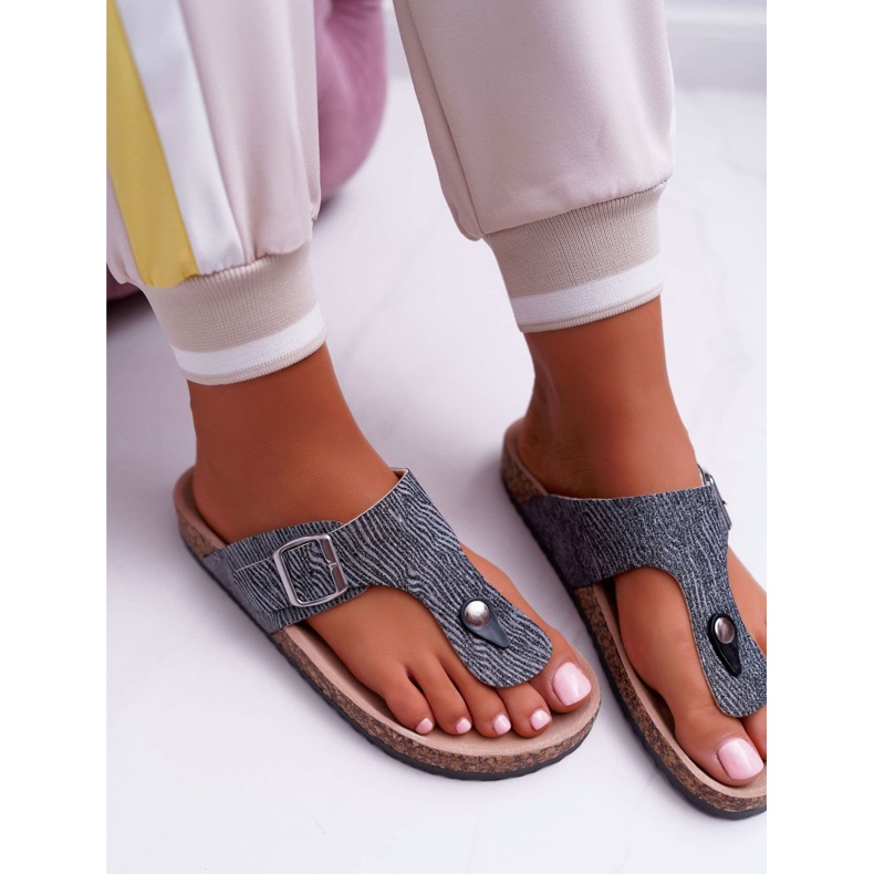EVE Pantuflas de Mujer Chanclas Baisan gris oscuro 1