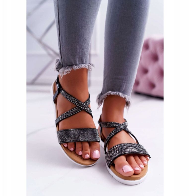 Sandalias de Mujer Lu Boo con Zirconia Cúbica 406-5 Black Stella negro 2