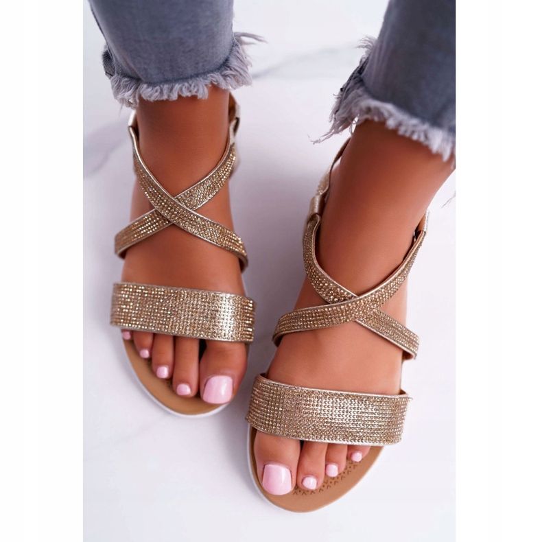 Sandalias de Mujer Lu Boo con Zirconia Cúbica 406-5 Gold Stella dorado 1