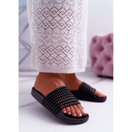 Pantuflas de Mujer con Elavi Negro con Cuentas 2 Pantuflas de Mujer con Elavi Negro con Cuentas 2