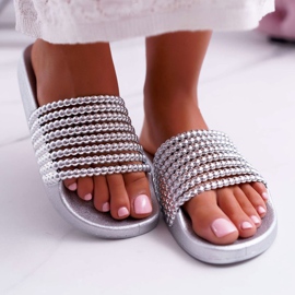 Pantuflas de Mujer con Elavi Plateado con Cuentas gris 2