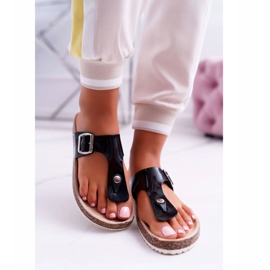 SEA Pantuflas De Mujer Chanclas En Negro Lacado Paleta Negra 4