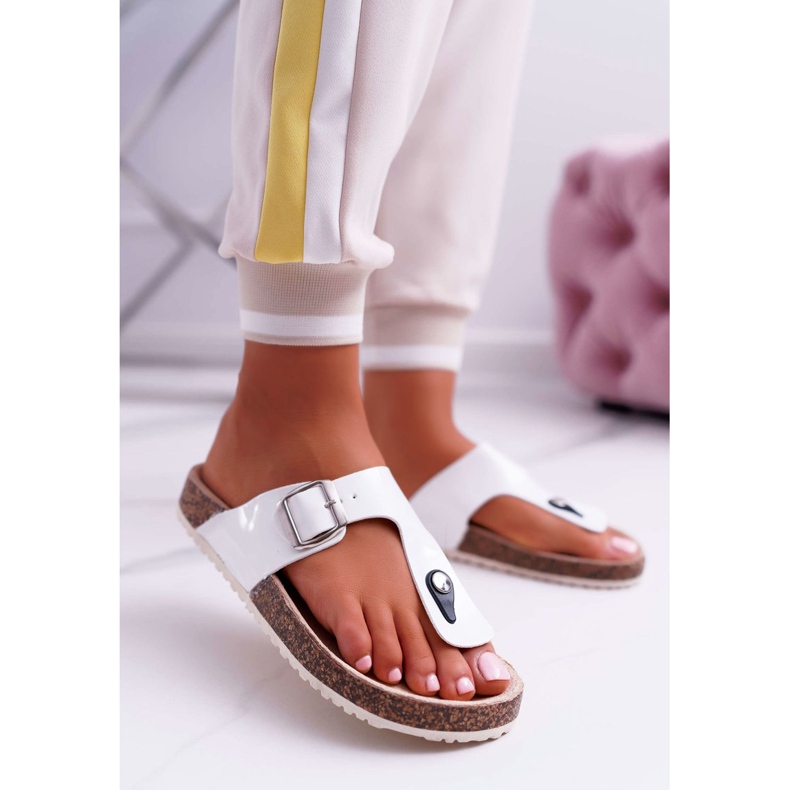 SEA Pantuflas De Mujer Chanclas En Paleta Blanca Lacada Negra blanco 1