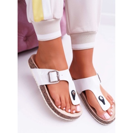 SEA Pantuflas De Mujer Chanclas En Paleta Blanca Lacada Negra blanco 5