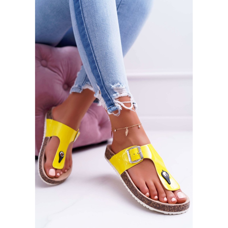 SEA Pantuflas De Mujer Chanclas Sobre Corchos, Paleta Amarilla Lacada amarillo 1