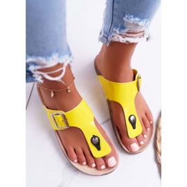 SEA Pantuflas De Mujer Chanclas Sobre Corchos, Paleta Amarilla Lacada amarillo 3