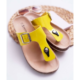 SEA Pantuflas De Mujer Chanclas Sobre Corchos, Paleta Amarilla Lacada amarillo 4