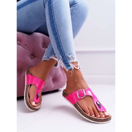 SEA Pantuflas Mujer Chanclas Sobre Corchos Lacado Fucsia Paleta rosado 3