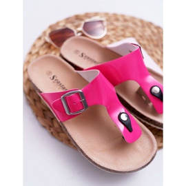 SEA Pantuflas Mujer Chanclas Sobre Corchos Lacado Fucsia Paleta rosado 5