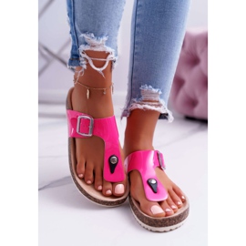 SEA Pantuflas Mujer Chanclas Sobre Corchos Lacado Fucsia Paleta rosado 1