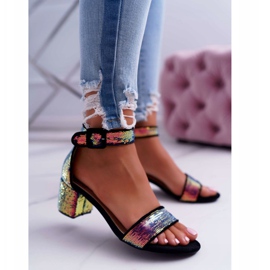 Sandalias De Mujer Con Tacón Alto Lu Boo Lentejuelas Iridiscentes Negro Tindal 2