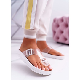 SEA Pantuflas Mujer Chanclas Rayas Transparentes Blanco Framona 1
