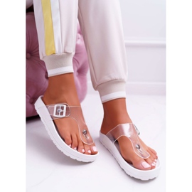 SEA Pantuflas Mujer Chanclas Rayas Transparentes Blanco Framona 5