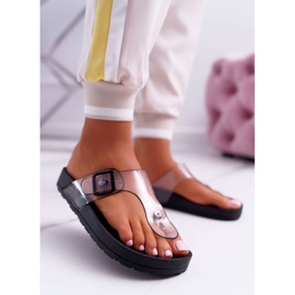 SEA Pantuflas Mujer Chanclas Rayas Transparentes Negro Framona incoloro 1