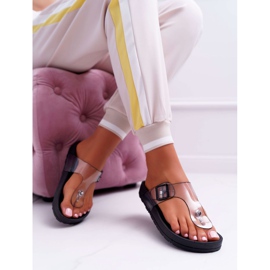 SEA Pantuflas Mujer Chanclas Rayas Transparentes Negro Framona incoloro 3