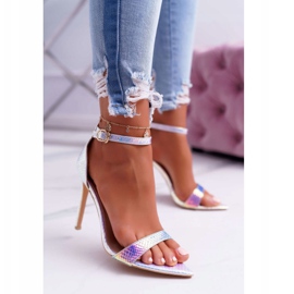 Sandalias de mujer con tacón alto Lu Boo Opalescent Gasoline Debbi multicolor rosa 1