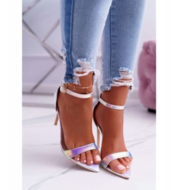 Sandalias de mujer con tacón alto Lu Boo Opalescent Gasoline Debbi multicolor rosa 2