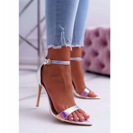 Sandalias de mujer con tacón alto Lu Boo Opalescent Petrol Violet Debbi púrpura multicolor 1