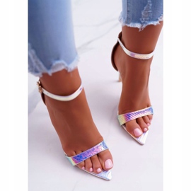 Sandalias de mujer con tacón alto Lu Boo Opalescent Petrol Violet Debbi púrpura multicolor 2