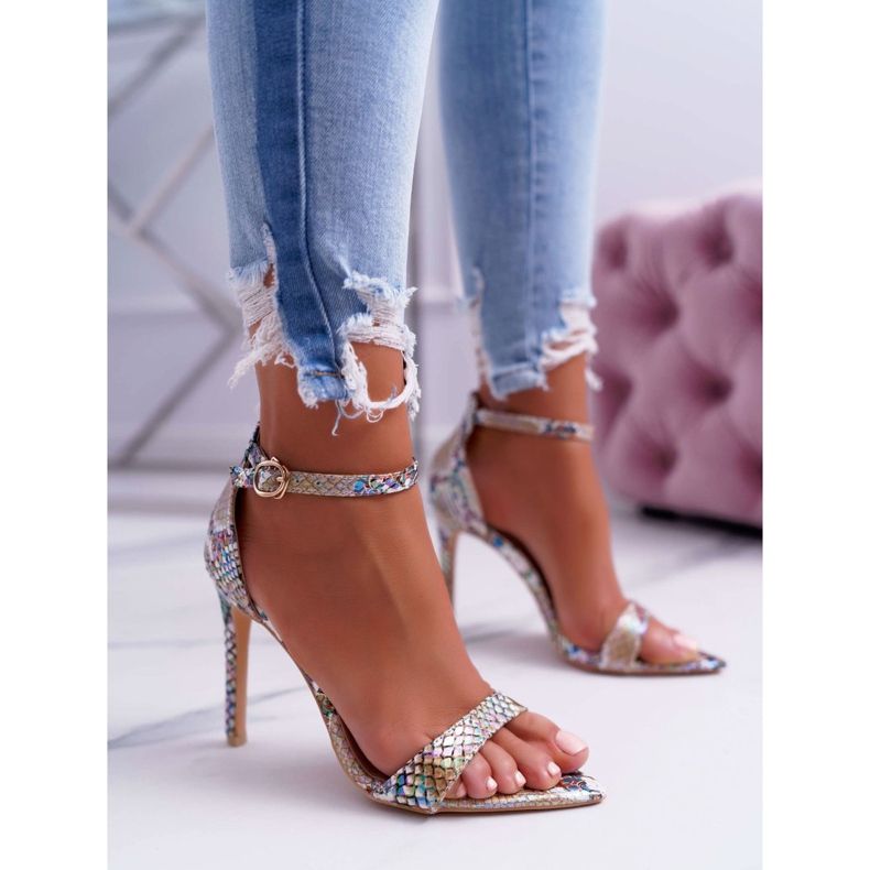 Sandalias De Mujer Con Tacón Alto Lu Boo Serpiente Beige Ramann multicolor 1