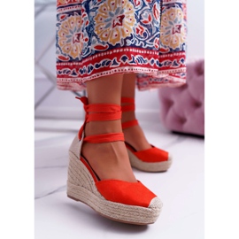 Sandalias De Mujer Con Cuña Naranja Tahaya 1